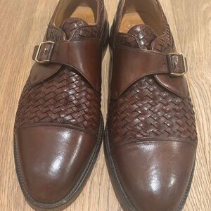 Mezlan Cartagena Men’s Oxford 11.5 Brown Woven Leather Buckle Cap-Tor